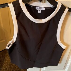 white birch Black Cropped Tank with White Trim